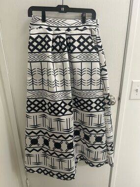 Black & White Patterned Midi Skirt